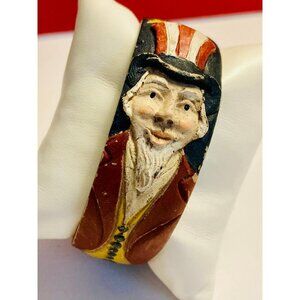 Vintage Jim Shore 1990 Bangle Bracelet Patriotic Uncle Sam Painted -19